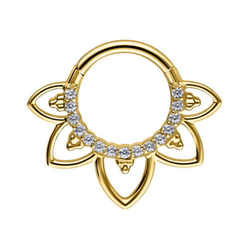 Flower Lines Crystal Septum Clicker - Golden Metal