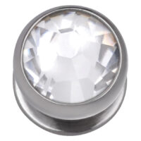 Silberner Skindiver aus Titan mit kristallklarem Stein auf weißem Hintergrund