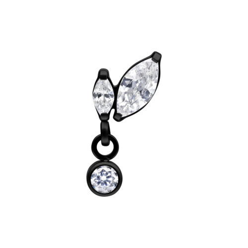 Push Fit Double Marquise with Drop Attachment - Black Metal