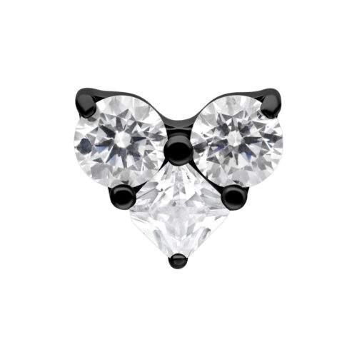 Push Fit Crystal Heart Attachment - Black Metal