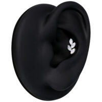 Silberner Push Fit Aufsatz mit drei Mondsteinen auf schwarzem Hintergrund