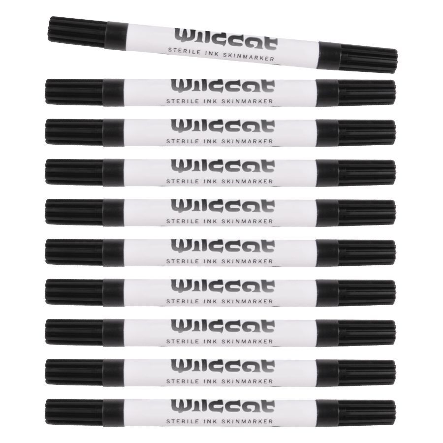 Schwarzer Skinmarker mit weißem Körper, Wildcat-Logo, auf weißem Hintergrund