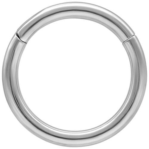 Silberner Hinged Ring aus Titan auf weißem Hintergrund