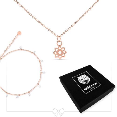 Little Synthetic Pearl Anklet with Necklace Set - Rosegold