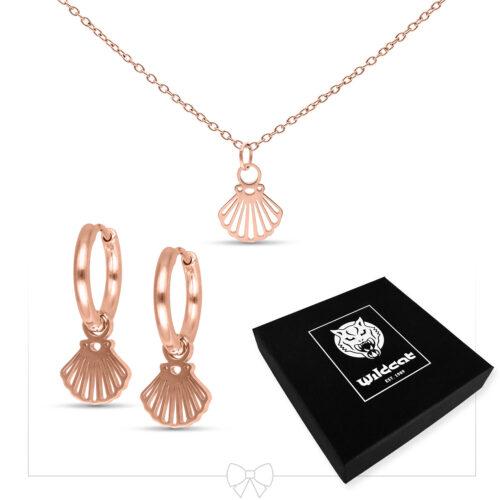 Little Shell Necklace with Hoops Set