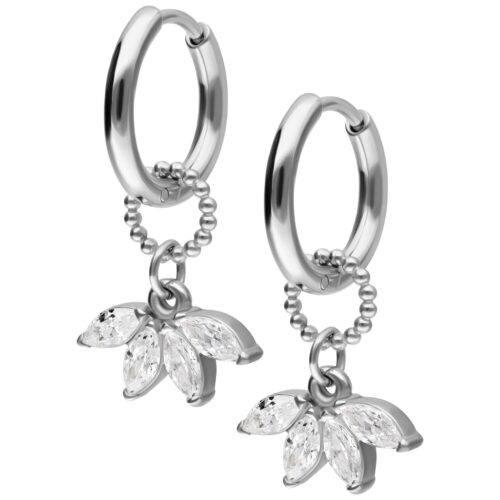 Crystal Fan Hoops Pair