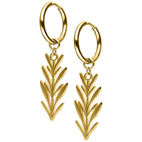 Lovely Branch Hoops Pair - Golden Metal
