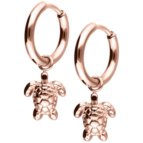 Little Turtle Hoops Pair - Rosegold