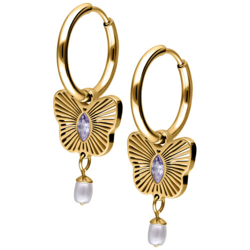 Little Butterfly Hoops Pair - Golden Metal