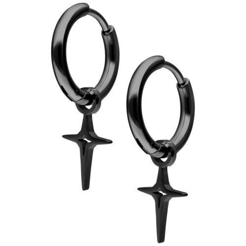 Mini Polar Star Hoops Pair - Black Metal