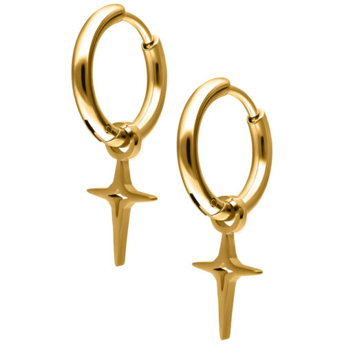Mini Polar Star Hoops Pair - Golden Metal