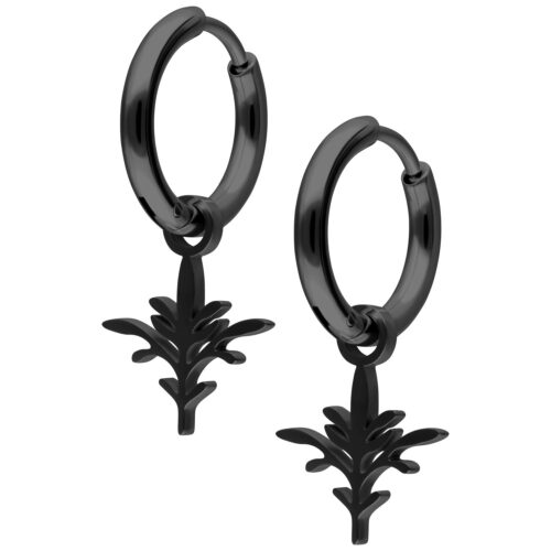 Mini Branch Hoops Pair - Black Metal