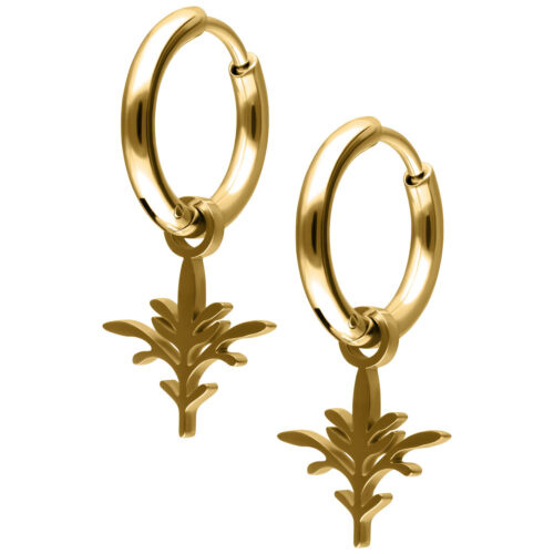 Mini Branch Hoops Pair - Golden Metal