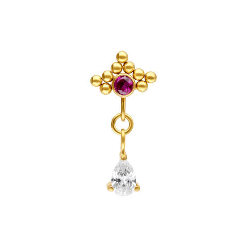 Push Fit Maharani Ruby Drop Attachment - Golden Metal