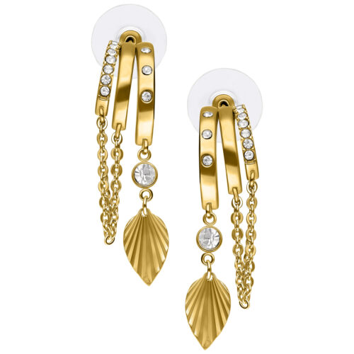 Riffled Leaf Statement Earstuds - Golden Metal