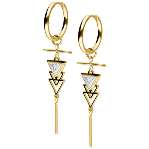 Little Artdeco Hoops Pair - Golden Metal