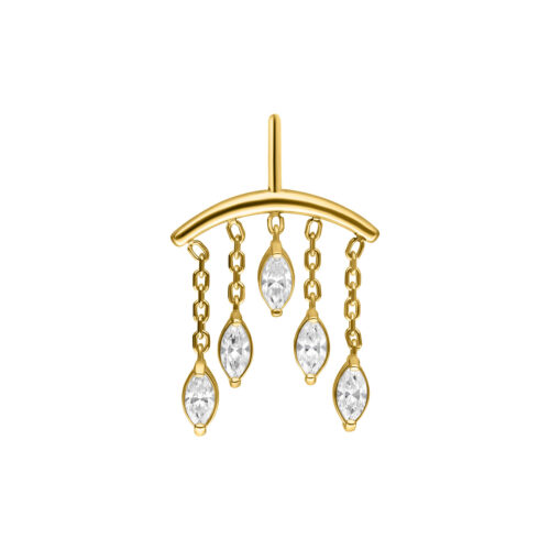 Oval Drop Vertical Helix Push Fit Attachment - Golden Metal