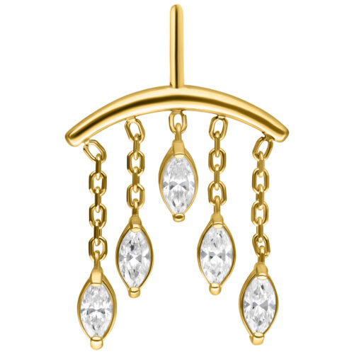 Oval Drop Vertical Helix Push Fit Attachment - Golden Metal