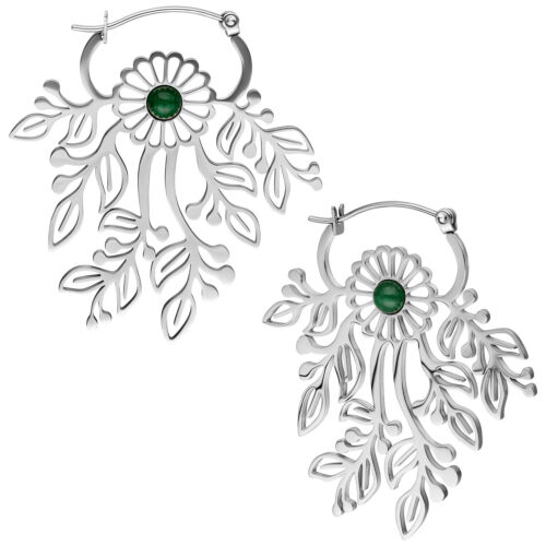 Enchanted Moss Agate Hoops Pair